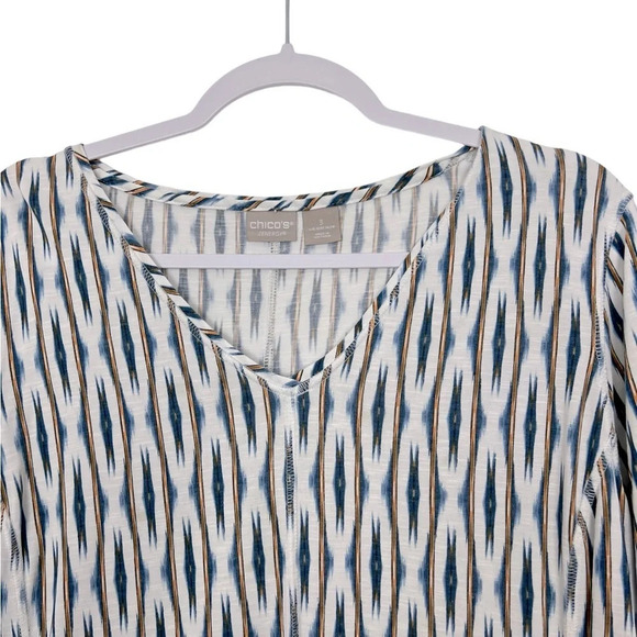 Chico’s Zenergy Women’s 16/18 V-Neck Long Sleeve Geometric Ikat Tunic Top - Picture 5 of 10